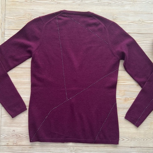 TSE Burgundy Cashmere Cardigan with Stud Detailing – Size Small - Picture 4 of 8